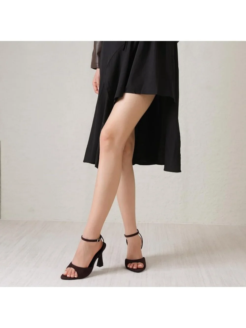 Women's Chocolate High Heels Pointed Open Toe Strappy Chunky Sexy Dress Shoes
